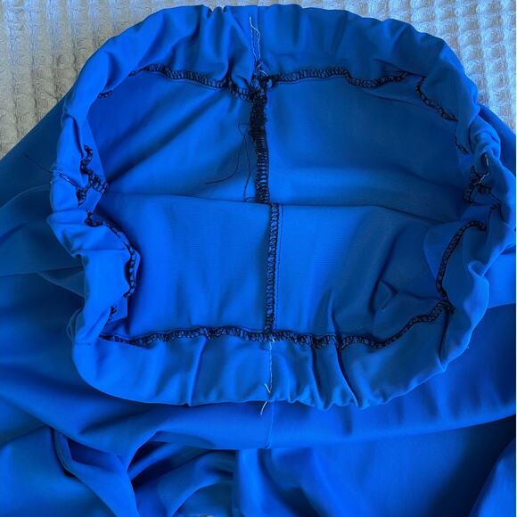 VTG Hand Made Blue Lace Trim 3 Piece Pajama Sleep Set Robe Shirt & Pants Small - Picture 8 of 12